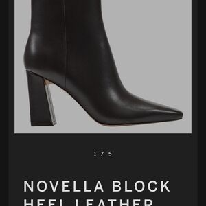 Black Block Heel Leather Boots